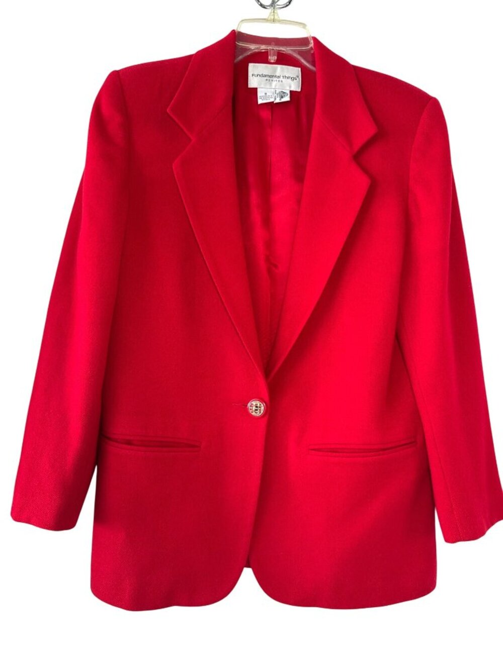 Vintage 100% Pure Wool Red Blazer Jacket Fundamental Things 8P